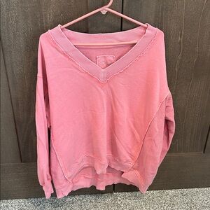Aerie XS oversized v neck women’s sweatshirt coral pink